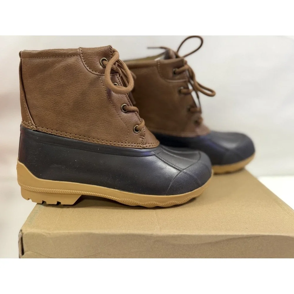Sperry Boys Size 2 Port Boots Brown And Navy Snow Rain Boots Boys